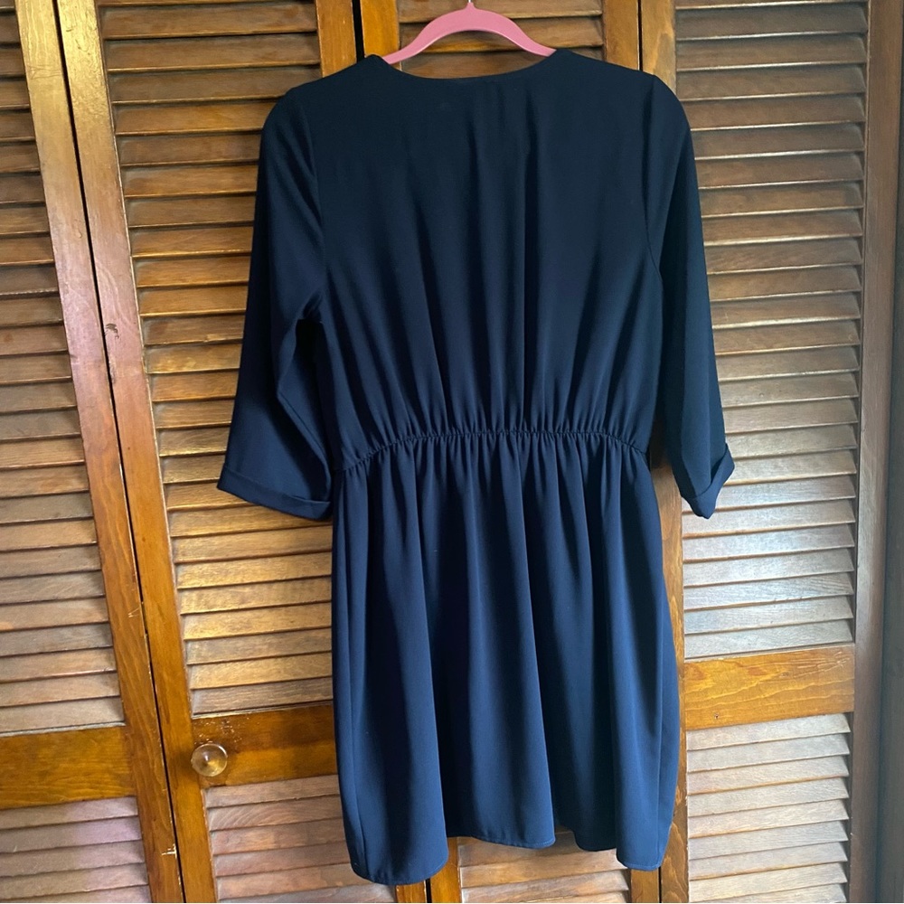 Women’s navy blue 3/4 sleeve dress by Everly - Picture 2 of 5
